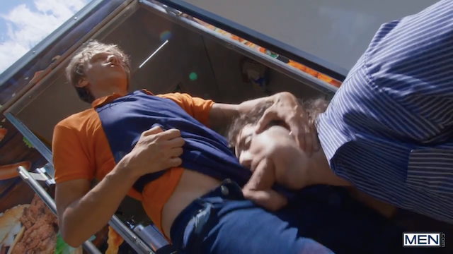 Leo Louis and Thick Angel in MEN’s sizzling raw food truck encounter.